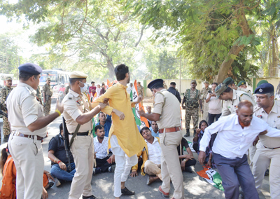 Activists of Trinamool Congress (TMC) organised a protest rally and staged a road blockade at Circuit House area of Agartala on November 26   against Special Intensive Revision (SIR).